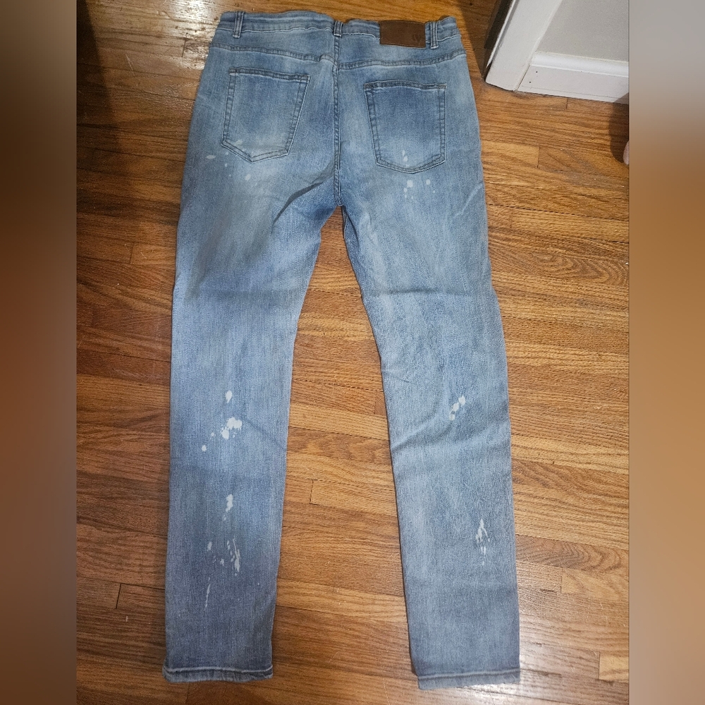 Waimea Skinny Fit Denim Jeans 👖 size 36x32 stretchy light blue distressed - Picture 2 of 9